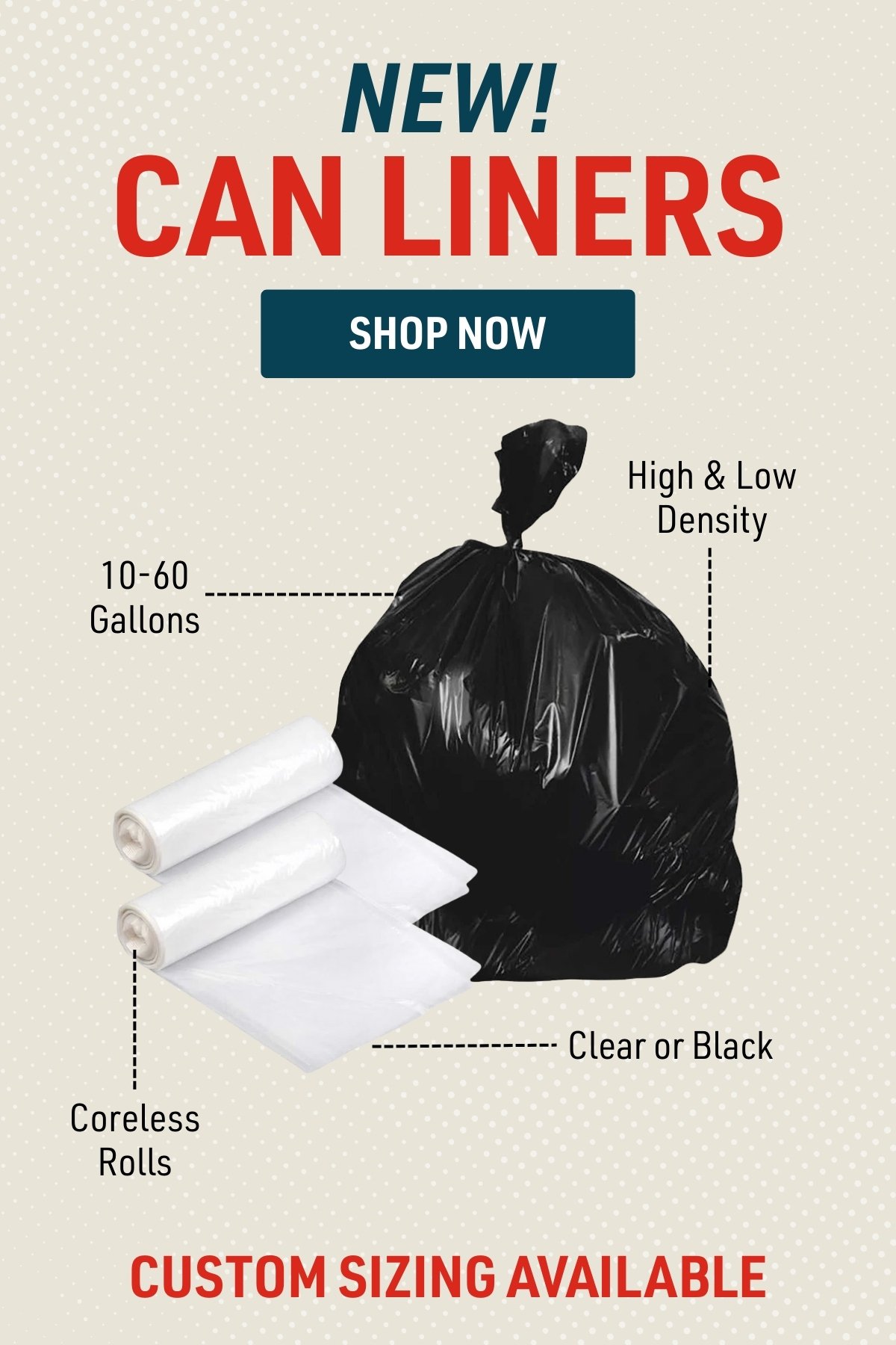New Can Liners are available at Gemplers! Get custom sizing today!