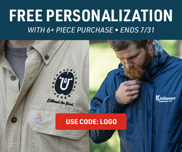 Add your logo to workwear from Gemplers for free with your 6 piece order. Ends 7/31/25.