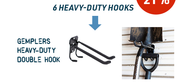 Shop a set of 6 heavy-duty storage hooks from Gemplers.