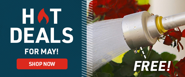 Hot Deals for May! Get a free nozzle with purchase of a Gemplers hose.