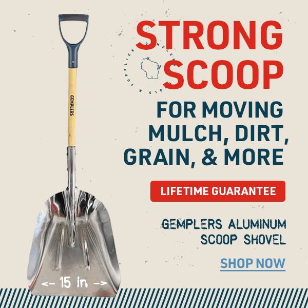 Strong Scoop for Moving Mulch, Dirt, Grain, & More. Gemplers Aluminum Scoop Shovel.